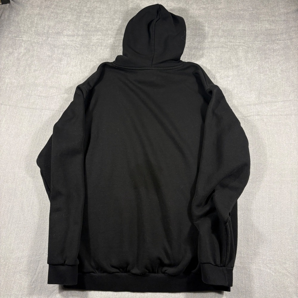 H&M Divided Mens Pullover Hoodie Black Fleece Kangaroo Pocket Size L - Picture 2 of 7